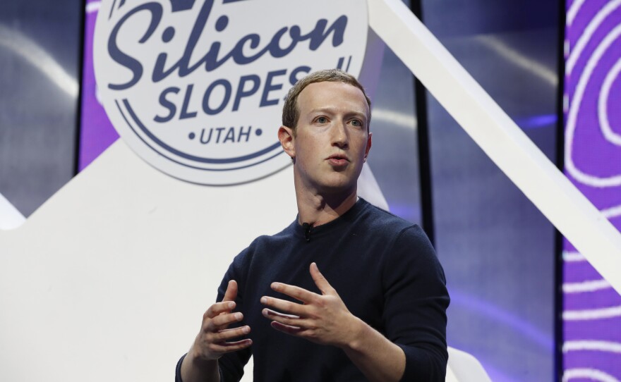 Facebook CEO Mark Zuckerberg addresses the Silicon Slopes Tech Summit in Salt Lake City in January 2020.