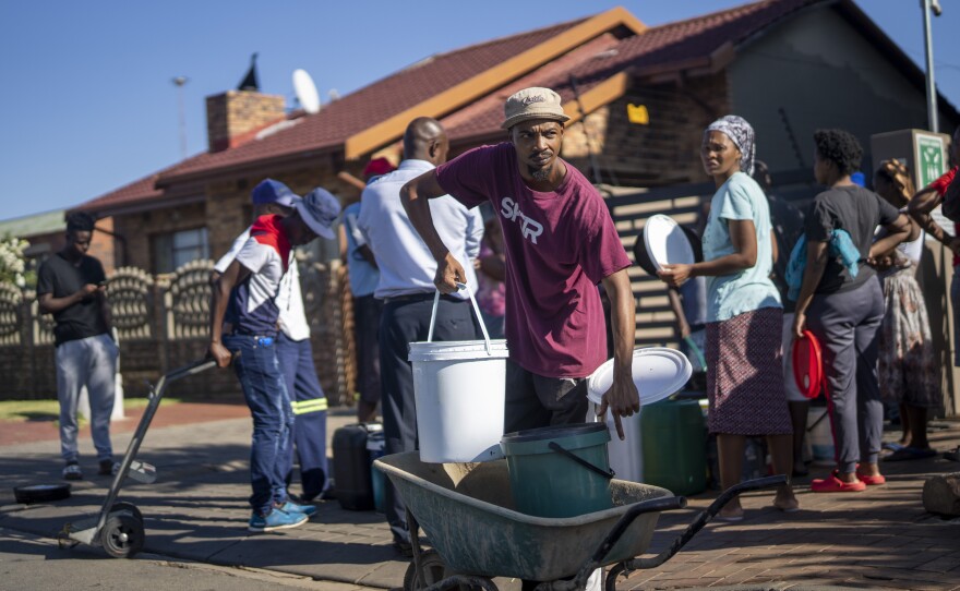 South Africans have had to line up for water as the country's largest city, Johannesburg, confronts a collapse of its water system affecting millions of people.