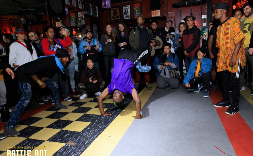 Breakdancers compete during a Battle Bot event in an undated photo.