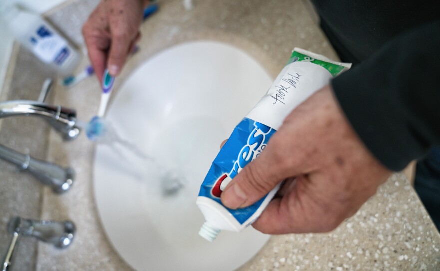 Greg uses labels to help remember how and what to use things for, as his memory continues to fail slowly and irreversibly.