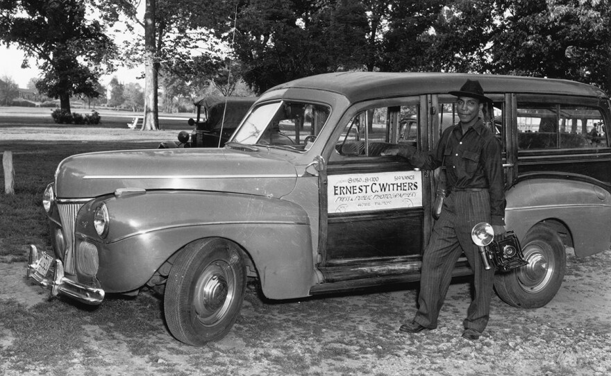 Ernest C. Withers with 1941 Ford Woody photo mobile, Memphis, Tenn.