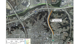 Map of SANDAG's plan for a bike path along Interstate 15.