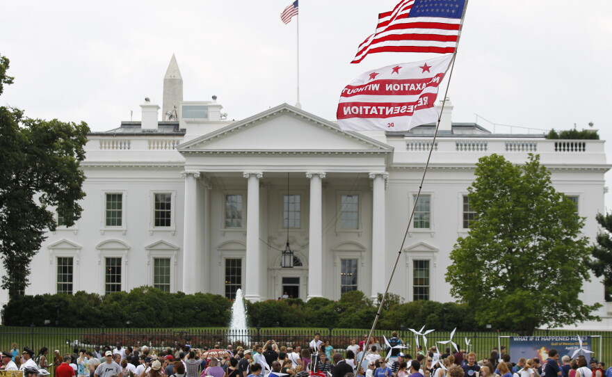 A 2011 rally in Lafayette Park shows how close protesters were able to get to the White House without barriers.
