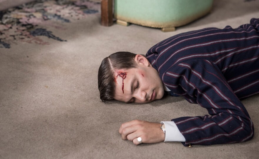 Timothy Hargreaves (RICHARD SOUTHGATE) dead - his head bashed in with a polo mallet in a scene from “The Alchemist's Secret.”