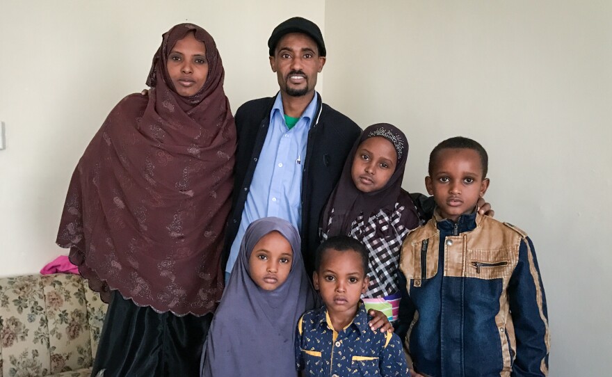 Mohamed Muhumed was recently reunited in Lancaster, Pa., with his wife, Ferehiya Areb Tahir, and their four children, who arrived in the U.S. from a refugee camp in Ethiopia 10 days before President Trump announced his temporary suspension of the refugee program.