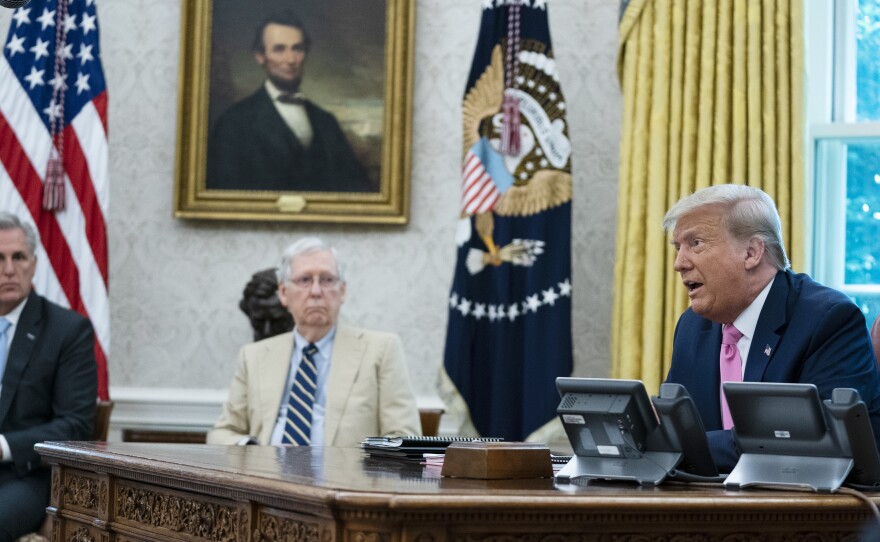 President Trump and GOP congressional leaders are calling for a $1 trillion coronavirus relief bill targeted at "kids and jobs."