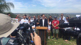 A group calling itself GoalSD kicks off a signature drive for Soccer City San Diego, March 15, 2017. 