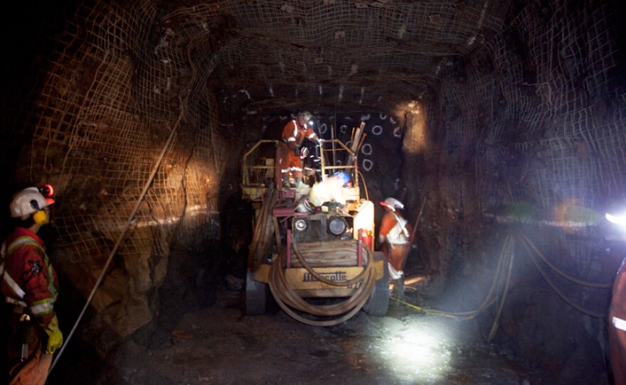 Mining at the NORCAT underground training facility, Sudbury.