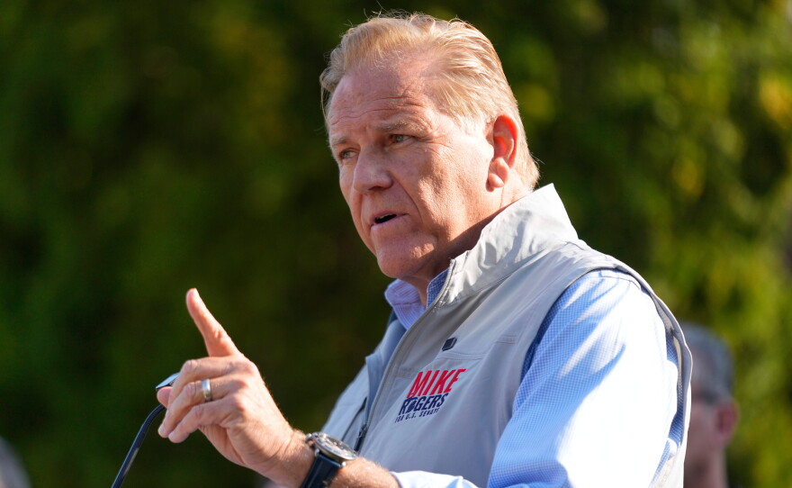 Michigan Republican U.S. Senate nominee Mike Rogers speaks during a campaign event on Aug. 20 in Detroit.