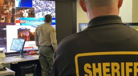 Los Angeles County Sheriff's Department monitoring the protests in Los Angeles on May 30, 2020.