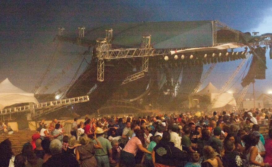 The stage collapsed just before Sugarland was scheduled to perform at the Indiana State Fair on Aug. 13, 2011 in Indianapolis, Indiana.