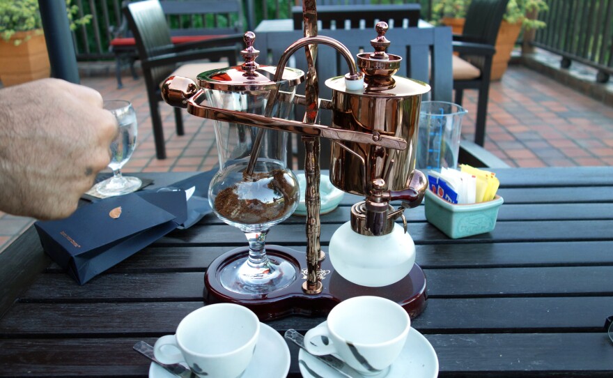 A serving of Black Ivory Coffee at the five-star Anantara Golden Triangle hotel in Chiang Rai, Thailand.