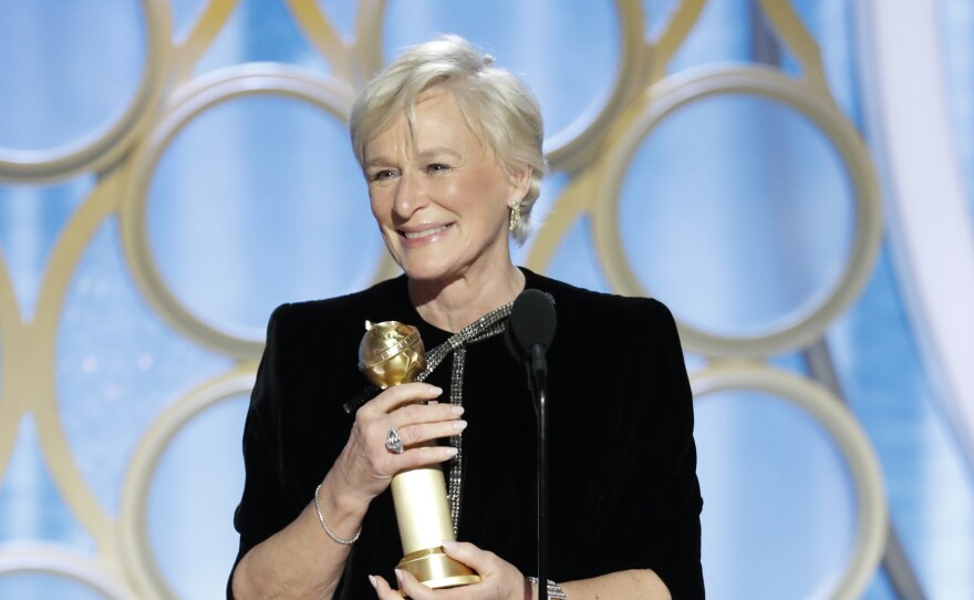 Glenn Close accepts the best actress in a motion picture – drama award for her role in The Wife during the 76th Golden Globe Awards.