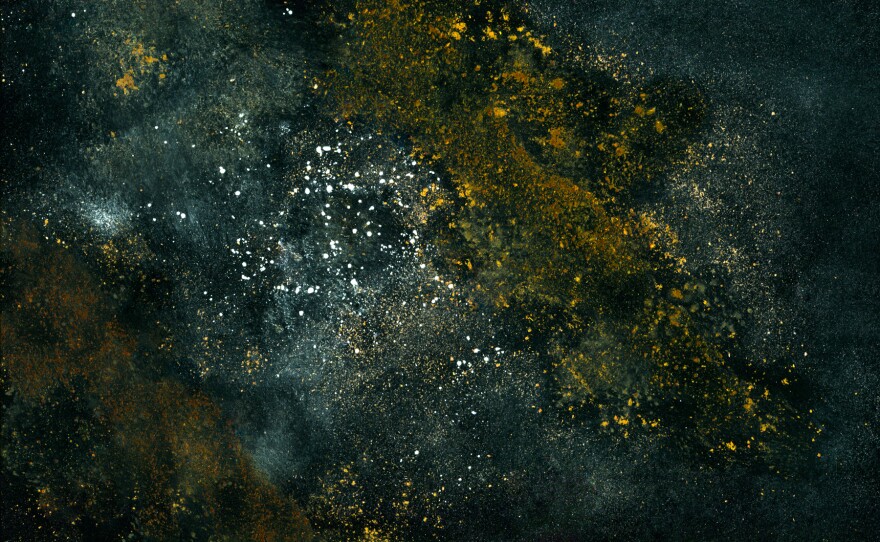 Distant galaxy: olive oil, sesame oil, water, cumin, cinnamon, flour.