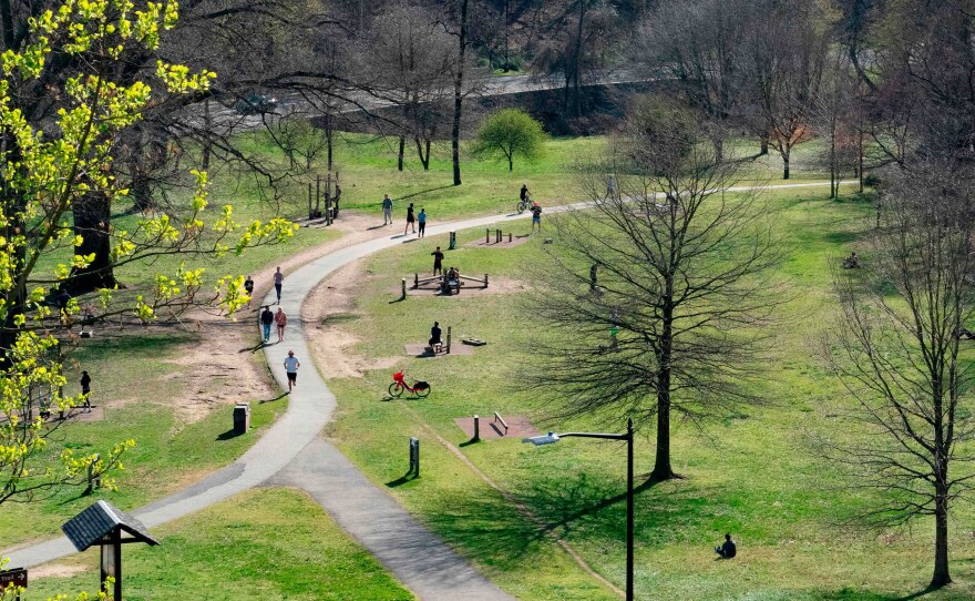 People enjoy the Rock Creek Park in March in Washington, DC. While many Americans are following social distancing guidelines, others are not, and that worries people concerned about the spread of the coronavirus.