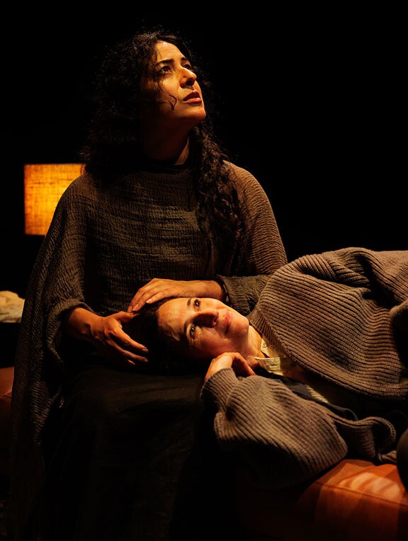 Nadine Malouf as Penelope and Michaela Watkins as Jane are shown in The Old Globe's production of "The Janeiad" in an undated photo.