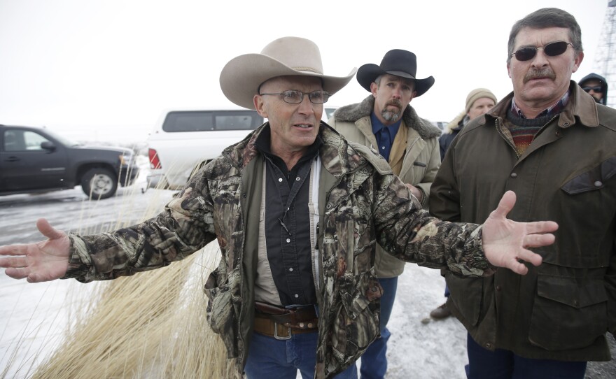 Robert "LaVoy" Finicum speaking to journalists earlier this month at the Malheur National Wildlife Refuge near Burns, Ore.