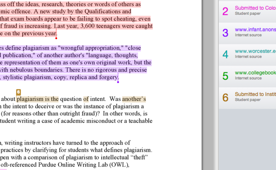 Screenshot from a Turnitin report
