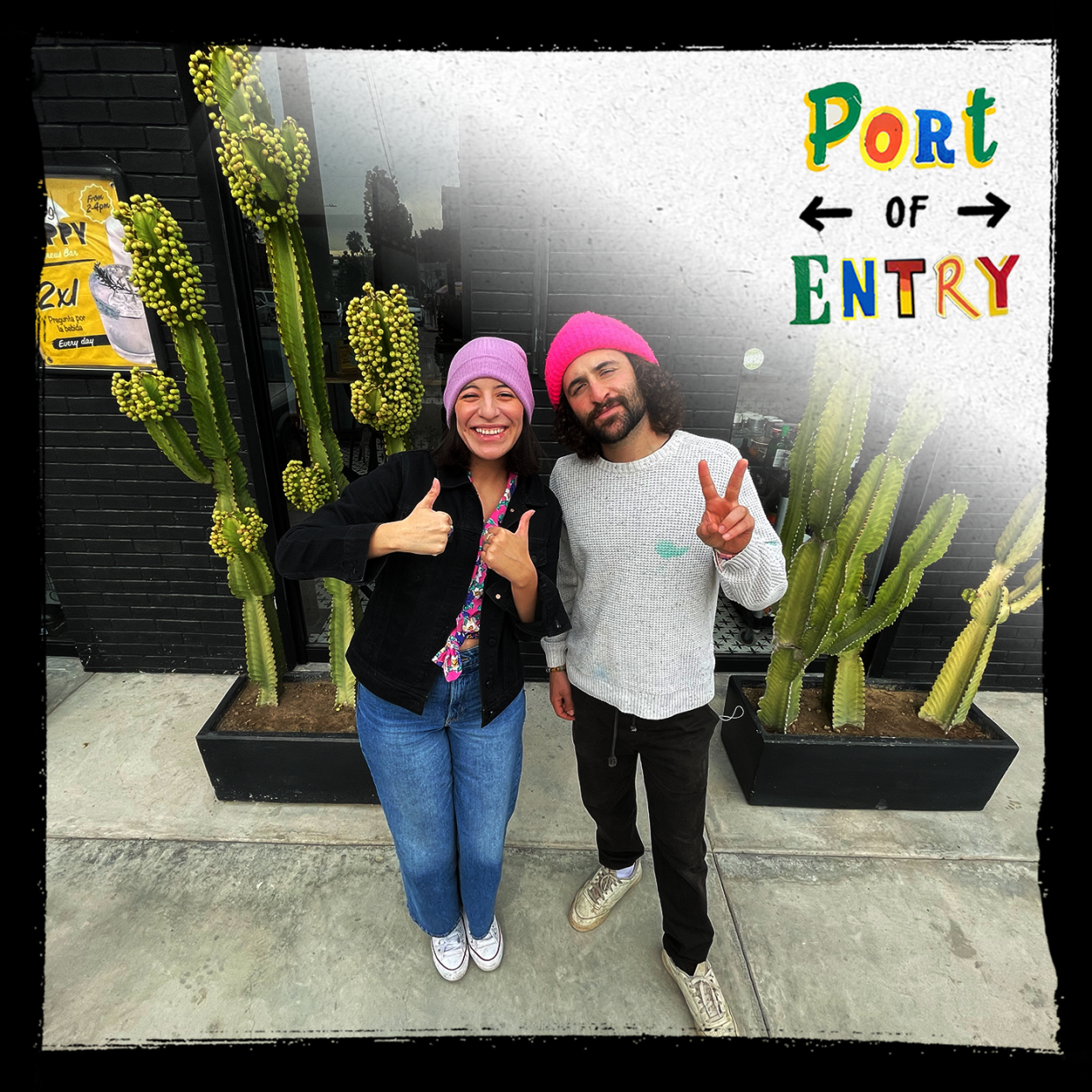 Port of Entry cohosts Natalie Gonzalez and Alan Lilienthal in front of Estación Federal in Tijuana in November, 2021. <br/>