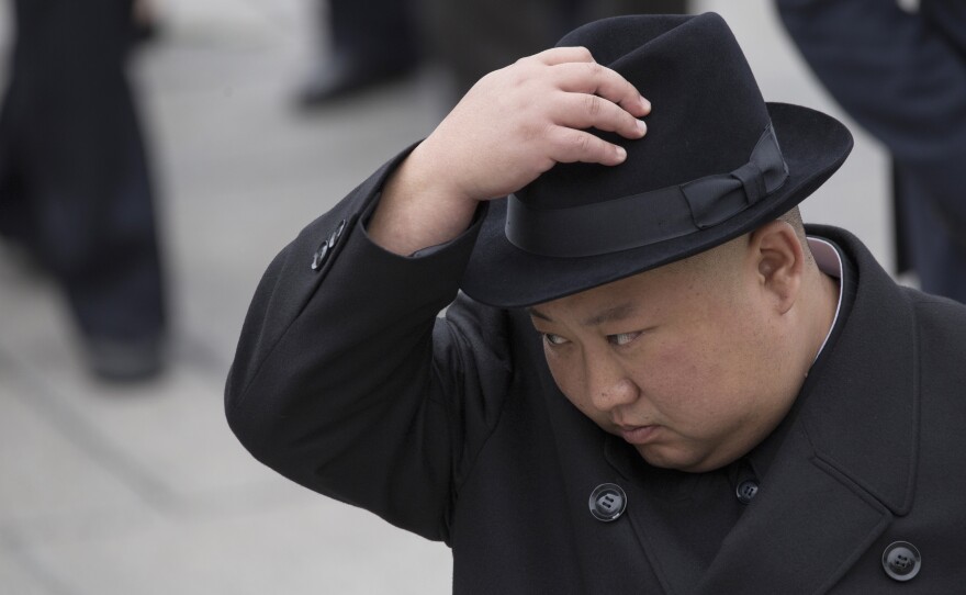 North Korean leader Kim Jong Un attends a wreath laying ceremony in Vladivostok, Russia on April 26.