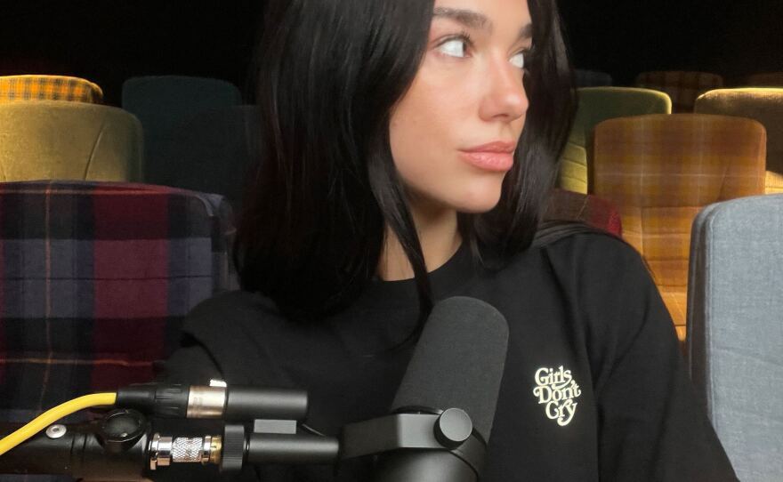 Dua Lipa, in a selfie taken while recording her interview with <em>Morning Edition</em> in April, 2022.