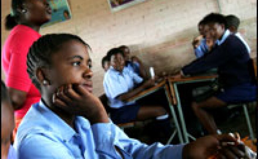 A student attends class at Ibhongo High School in the heart of South Africa's biggest township, Soweto.