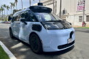 A Waymo Ojai vehicle is parked in Balboa Park, Aug. 20, 2026.