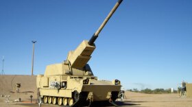 N-LOS (non-line-of-sight) cannon; Yuma Proving Ground, Arizona.