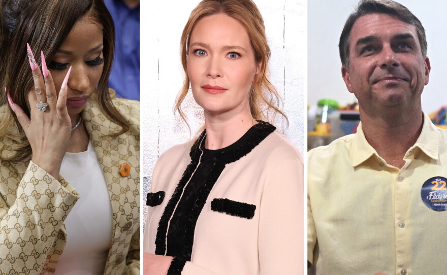 From left: Nicki Minaj, ACOTAR author Sarah J. Maas, Flávio Bolsonaro.