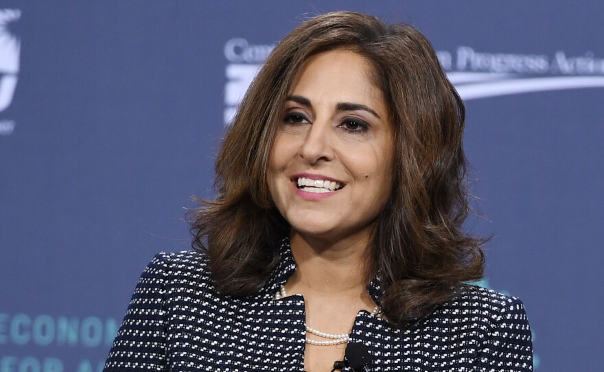 Neera Tanden, president and CEO of the Center for American Progress, speaks at a forum on wages and working people on April 27, 2019. President-elect Joe Biden is nominating Tanden to run the Office of Management and Budget.