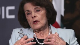 California Sen. Dianne Feinstein, D-Calif., gestures while speaking to California Sen. Kevin de Leon, D-Los Angeles, during a debate on Wednesday, Oct. 17, 2018. 