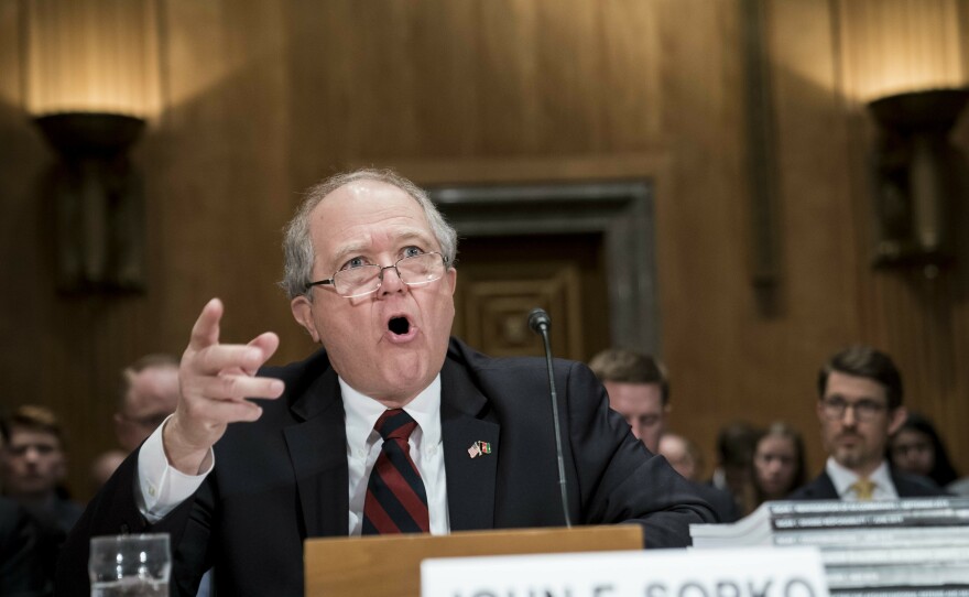 In this 2020 file photo, John Sopko, the special inspector general for Afghanistan reconstruction, testifies at a Senate hearing.