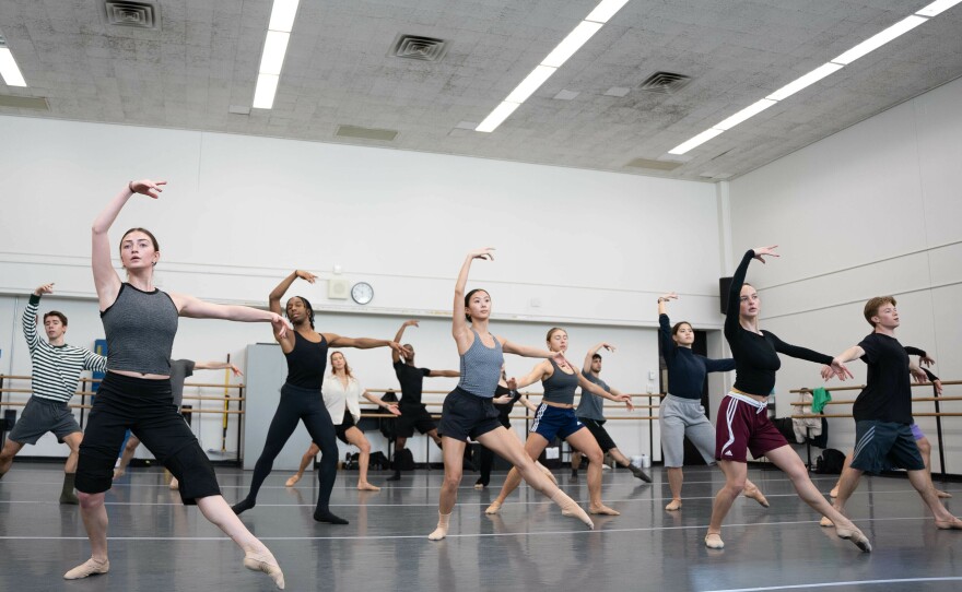 Students dance in an advanced Allegro class taught by instructor Jeff Edwards.