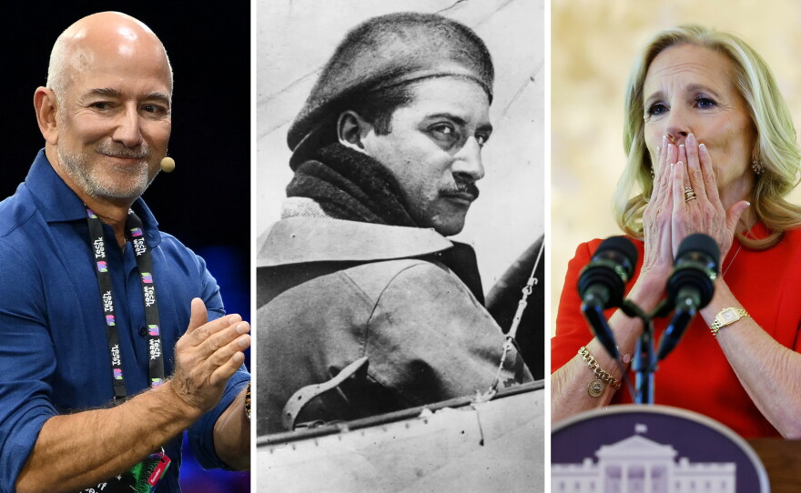 From left: Jeff Bezos, Roland Garros, Jill Biden.