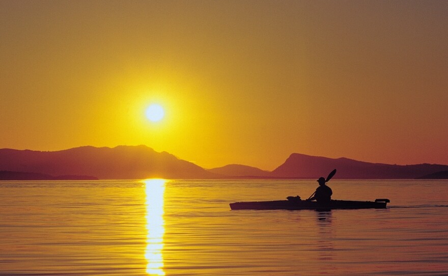Kayak at Sunset San Juan Islands.