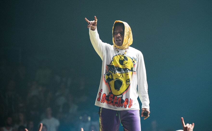 A$AP Rocky performs in Paris last month. He has been detained in Sweden since early July.