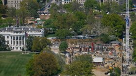 Work continues on the construction of the ballroom at the White House, Thursday, April 9, 2026, in Washington, where the East Wing once stood.