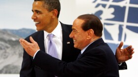 U.S. President Barack Obama and Italian Prime Minister Silvio Berlusconi greet one another at the Guardia Di Finanza School of Coppito on July 8, 2009 in L'Aquila, Italy. 