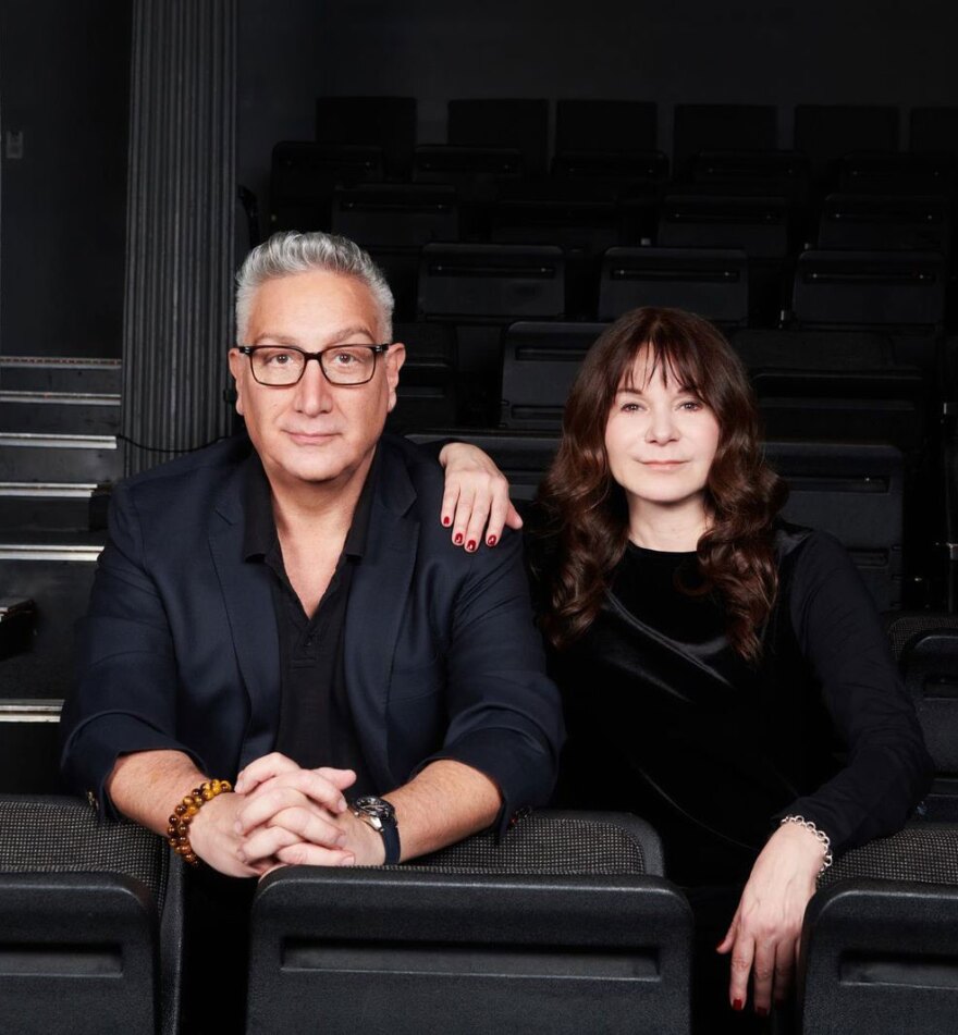 Playwrights Moisés Kaufman and Amanda Gronich are shown in an undated photo.