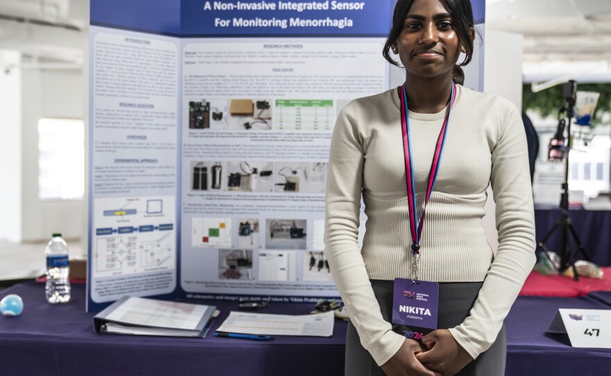 Science challenge-winner Nikita Prabhakar from Madison, Alabama, developed a non-invasive integrated sensor to monitor menorrhagia, a type of abnormal bleeding in a menstrual cycle.