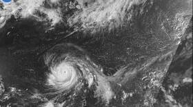 This satellite image from the National Oceanic and Atmospheric Administration shows Typhoon Bavi nearing the U.S. Pacific island territory of Guam on Sunday, July 5, 2026.