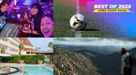 Some of the local places featured on KPBS' Best Wellness and Self-Care of 2025 list are shown. Top row, from left: Arcade Monsters and Sportsplex USA Santee. Bottom row, from left: Hotel del Coronado and Corte Madera Mountain.