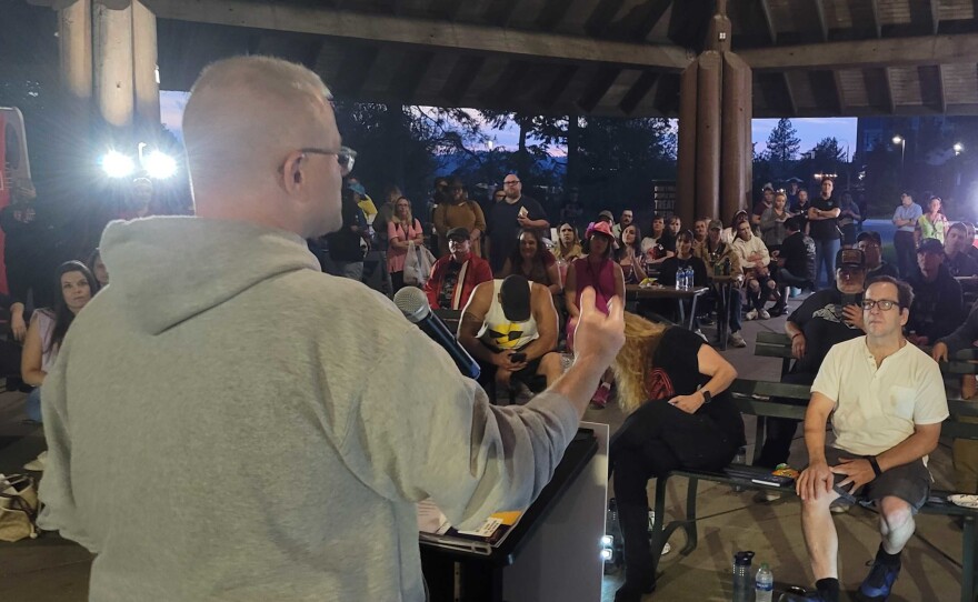 Addiction activist Ryan Hampton holds a rally in Spokane, Wash., where many of the people in the crowd were in recovery from drug or alcohol use.
