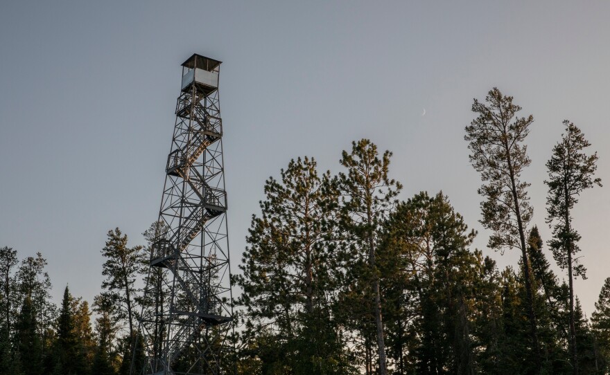The 100-foot fire tower in Big Bog State Recreation Area offers views of Upper Red Lake and portions of the Red Lake Peatlands. About 100,000 people come to the park annually and the majority climb the tower, according to the park's staff. Interpretive signs at the base of the tower educate visitors about fire prevention and the history of the region's forests.