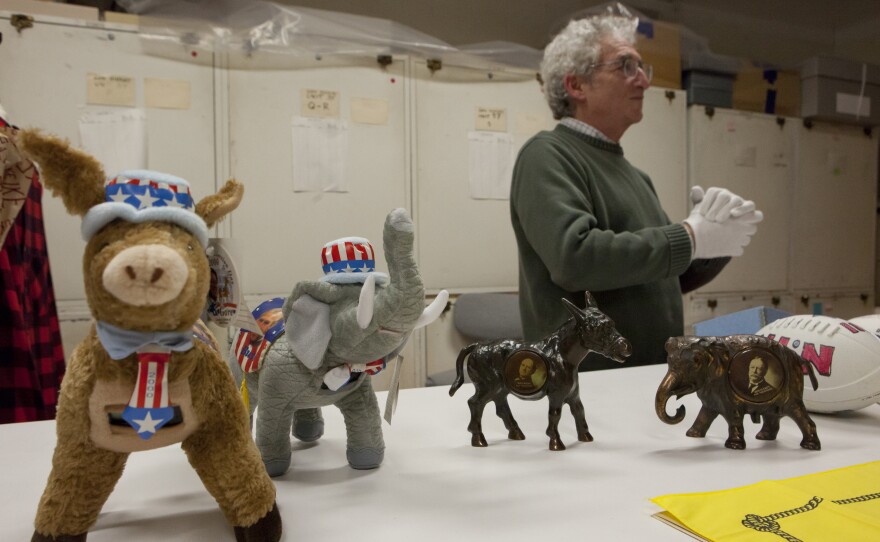 Rubenstein talks about memorabilia from different presidential campaigns at the National Museum of American History.
