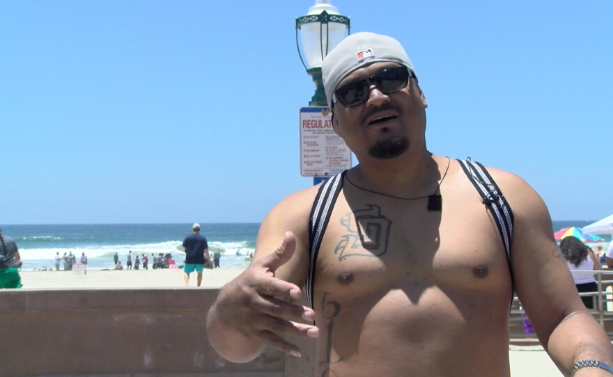 Rico Marquez, a San Diego native residing in Arizona, at Mission Beach, July 1, 2019.