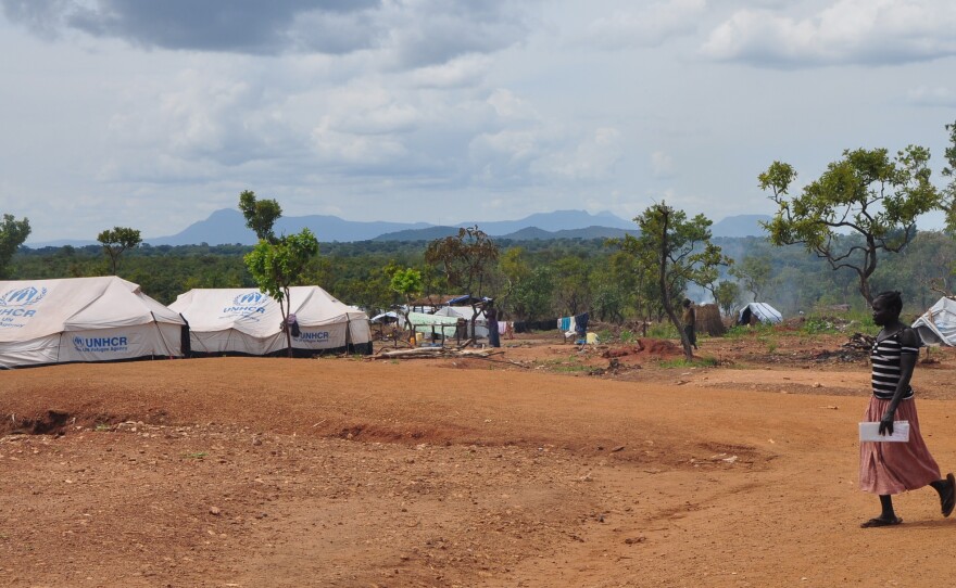 Refugee shelters and gardens at Pagirinya Refugee Settlement in northern Uganda. It is one of the newest camps built to accommodate new arrivals from South Sudan.