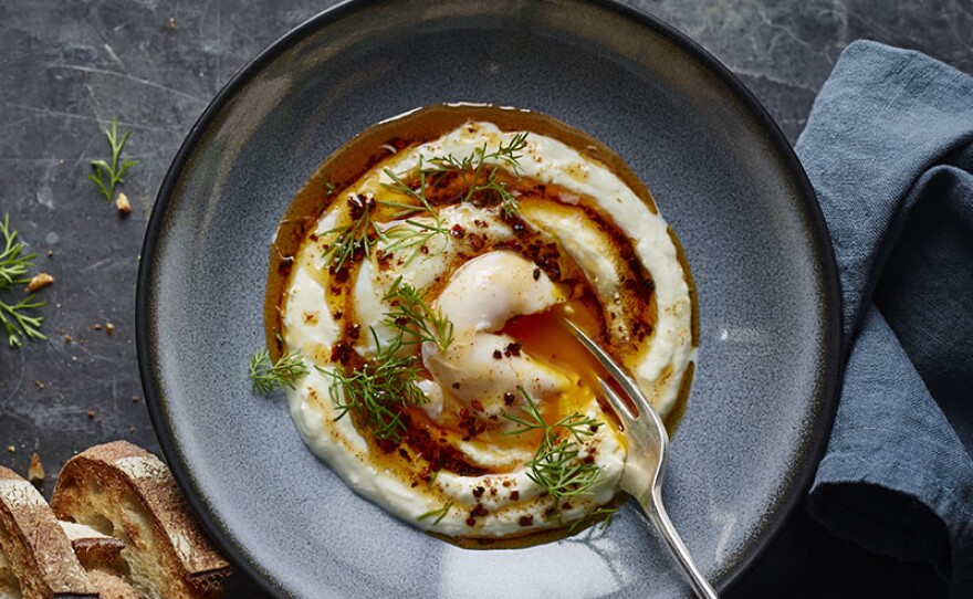 In the first episode, Nigella Lawson shares new discoveries like her Turkish-inspired eggs (pictured). This television personality, journalist and gourmet food writer, hosts the culinary series NIGELLA: AT MY TABLE.  