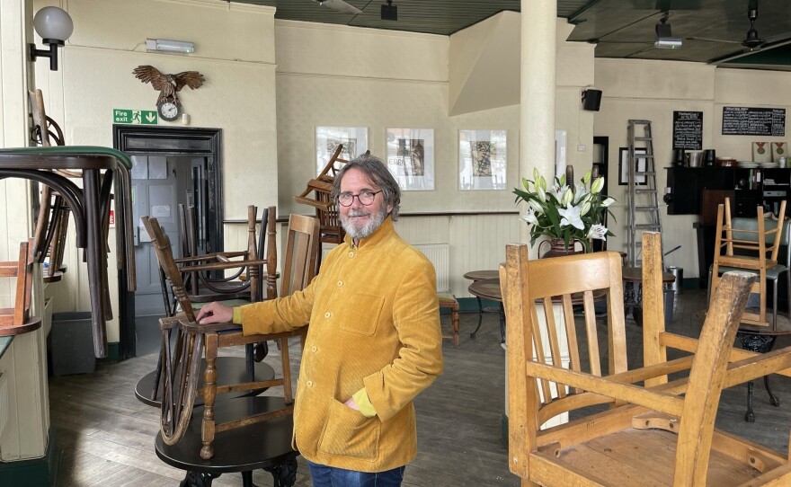 Michael Belben and a business partner launched Britain's first gastropub, The Eagle, in 1991. The concept was to serve restaurant-quality food in a cozy, pub setting. This photo was taken days before the pub reopened after many months of coronavirus lockdown.