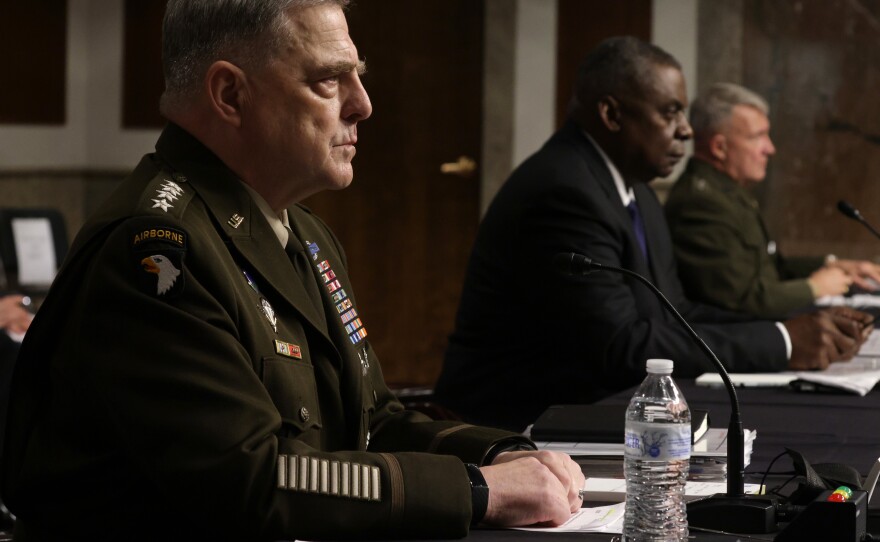 Chairman of the Joint Chiefs of Staff Gen. Mark Milley, Secretary of Defense Lloyd Austin, and Commander of U.S. Central Command Gen. Kenneth McKenzie faced senators' questions Tuesday on the U.S. withdrawal from Afghanistan.